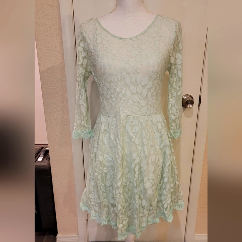 Free People Light Green Lace Dress